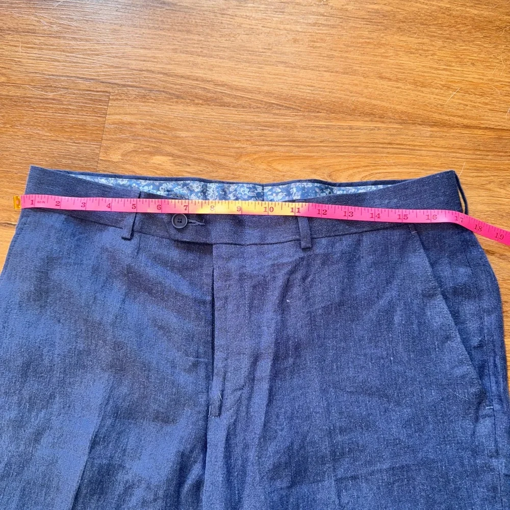 Bar III Men's Navy Dress Pants Slim Fit 100% Linen Size W34 L32